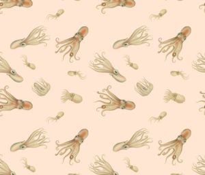 Blush octopus fabric design by blue hours atelier. Click through for more examples of custom fabric design, lingerie work, and where to shop designs.